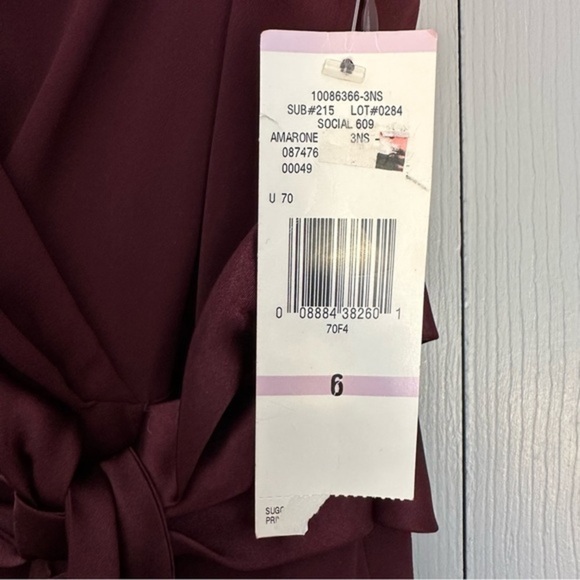 Jones Wear Dress Burgundy Cocktail dress with satin bow. Midi Dress Size 6 NWT - Picture 6 of 14